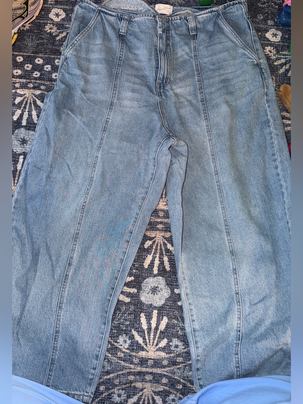 Universal Thread Light Blue Barrel Leg Jeans with Front Seams